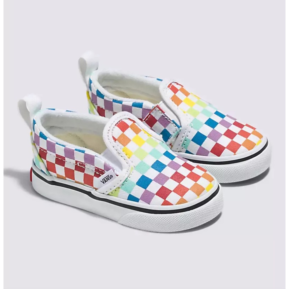 Baby/toddler Rainbow Check Van Slipons sz 2
